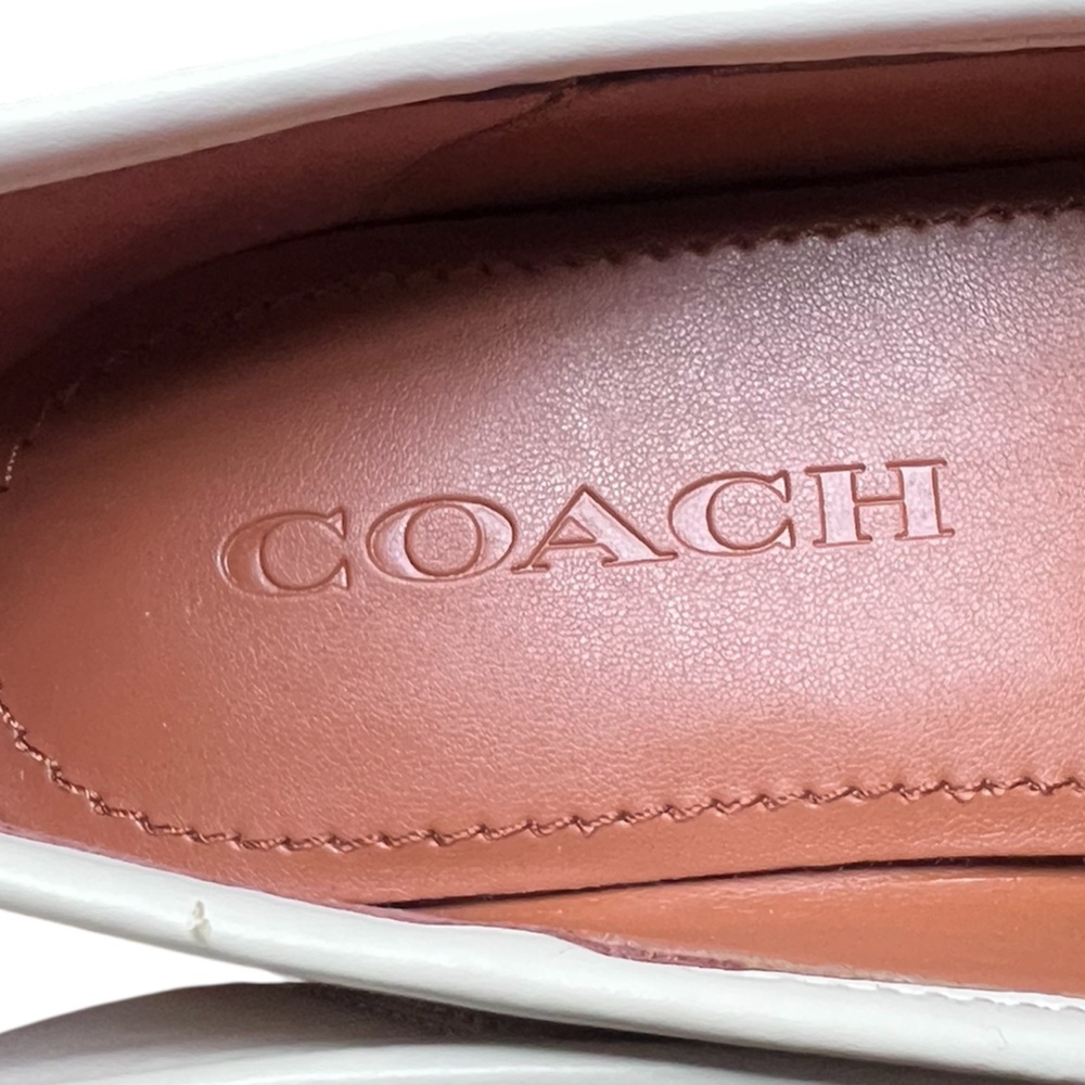 COACH Haley Women's White Chalk Leather Gold Horsebit Loafers NEW Size 5.5 - Picture 3 of 11